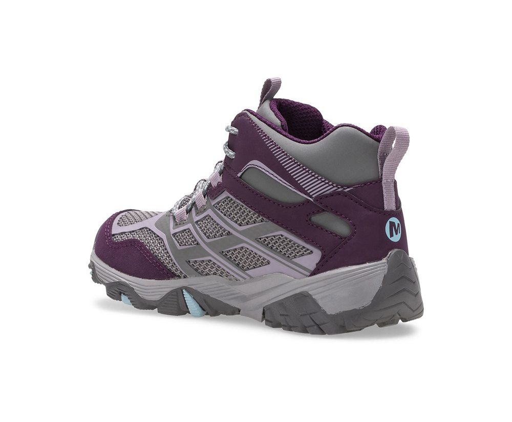 Merrell Hiking Shoes Grey - Moab FST Mid Waterproof - Kids 47SEZOGKN